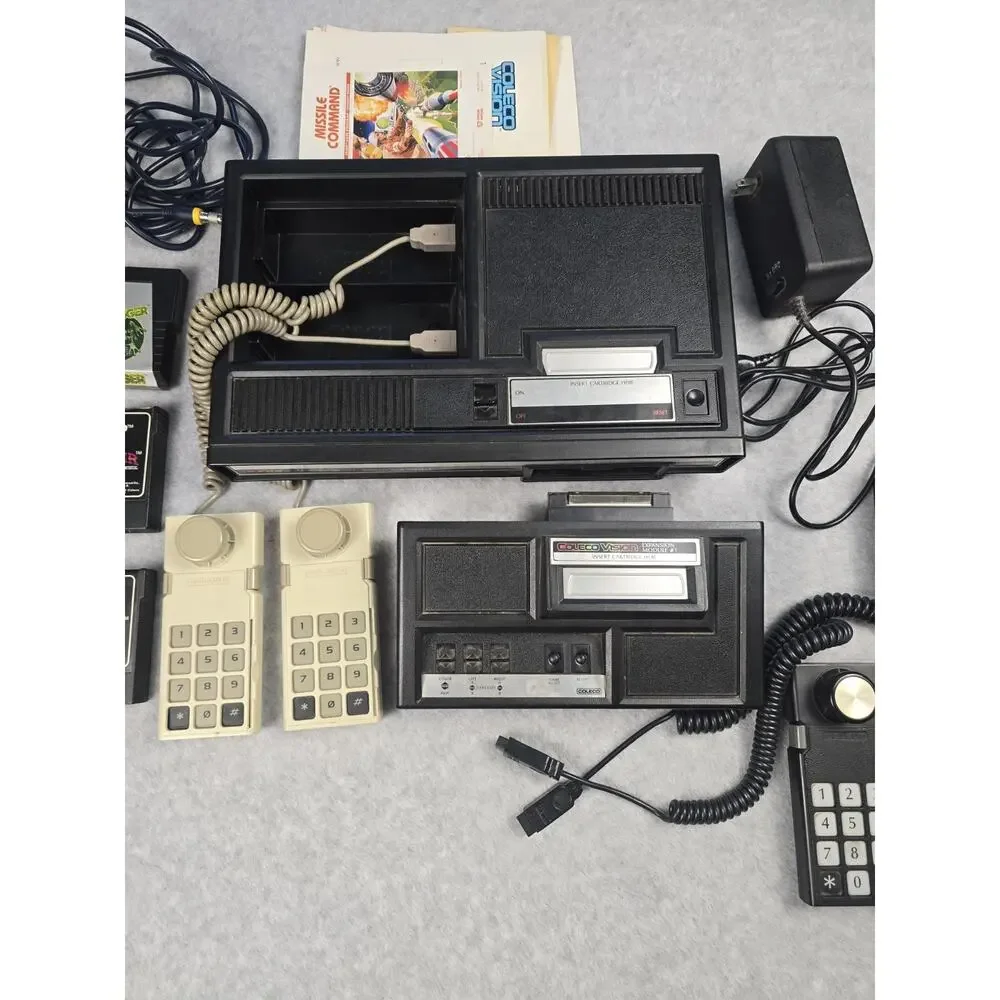 Colecovision Video Game Console With Expansion Module 6 Joysticks 8 Games Tested